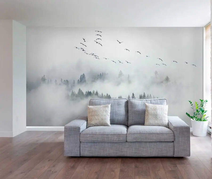 murales Bosque de niebla y aves u32480