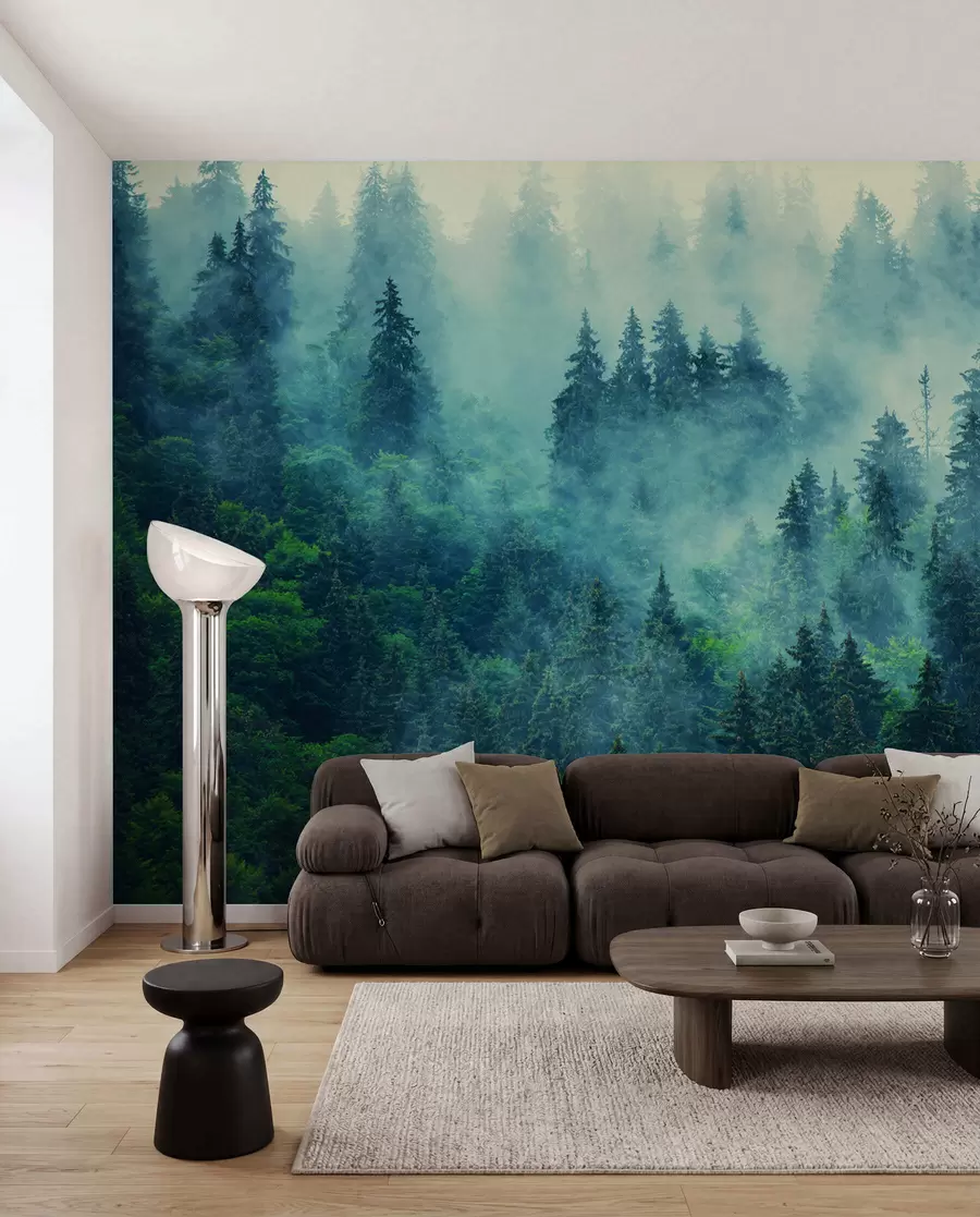 Wall Mural Photo Wallpaper Foggy forest in the morning u33150