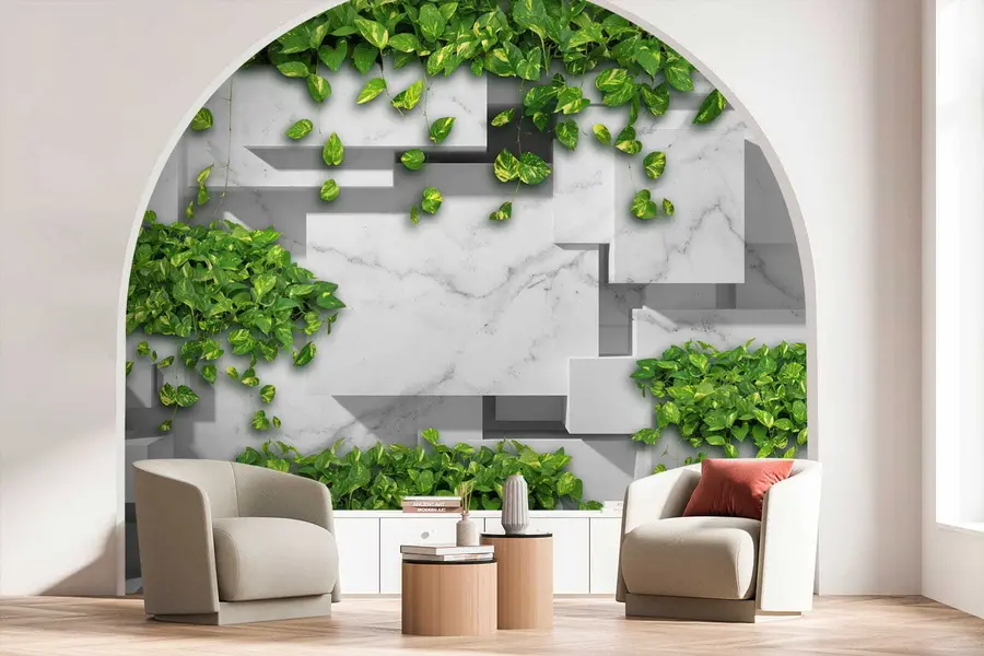 Wall Mural Photo Wallpaper 3d panels and plants u34395