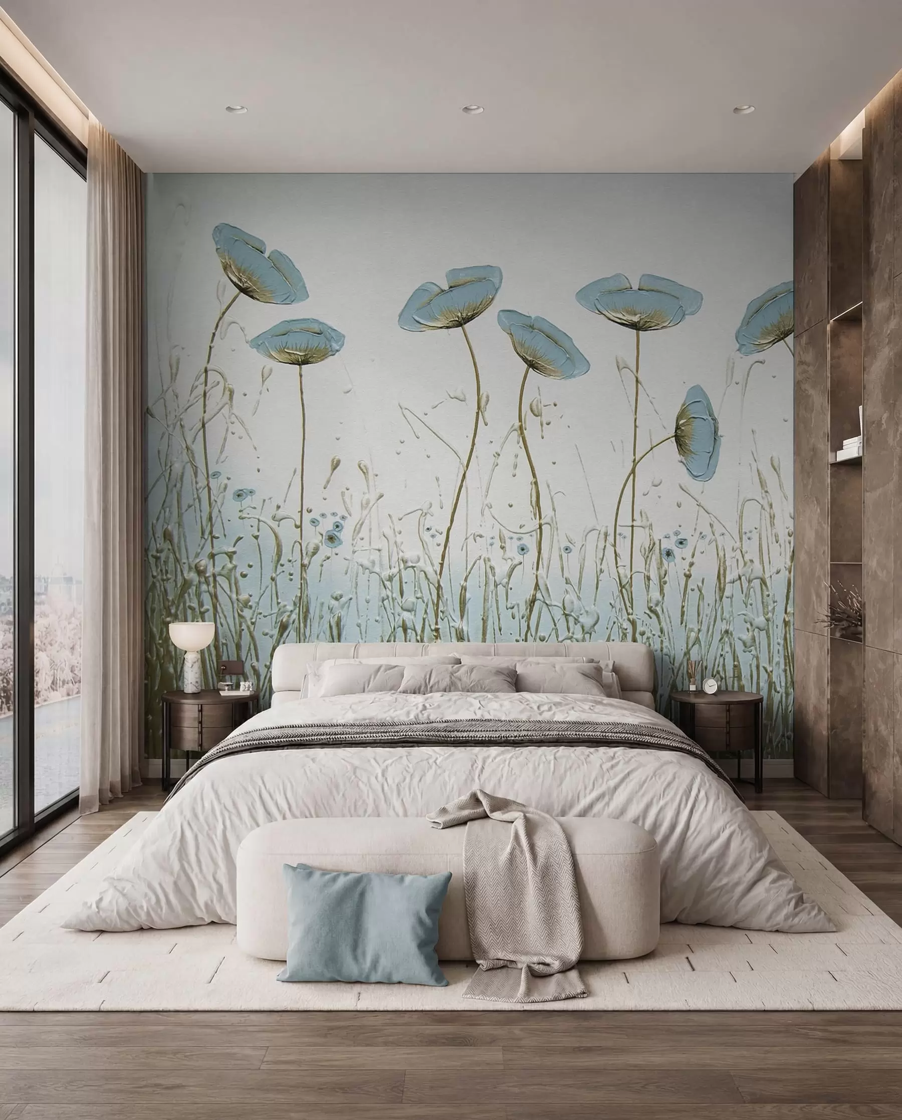 Wall Mural Photo Wallpaper Poppies. Oil paints u34867