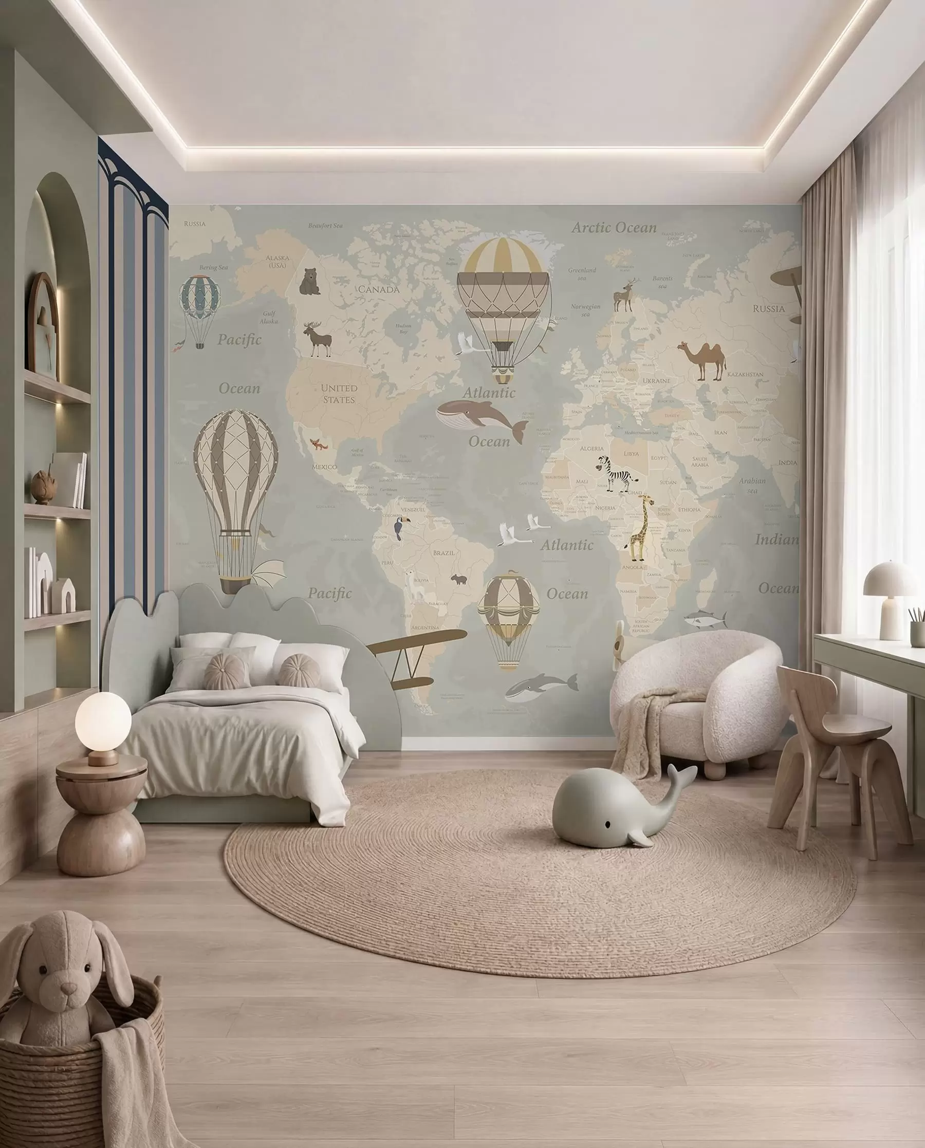 murales Mapamundi con globos u36066