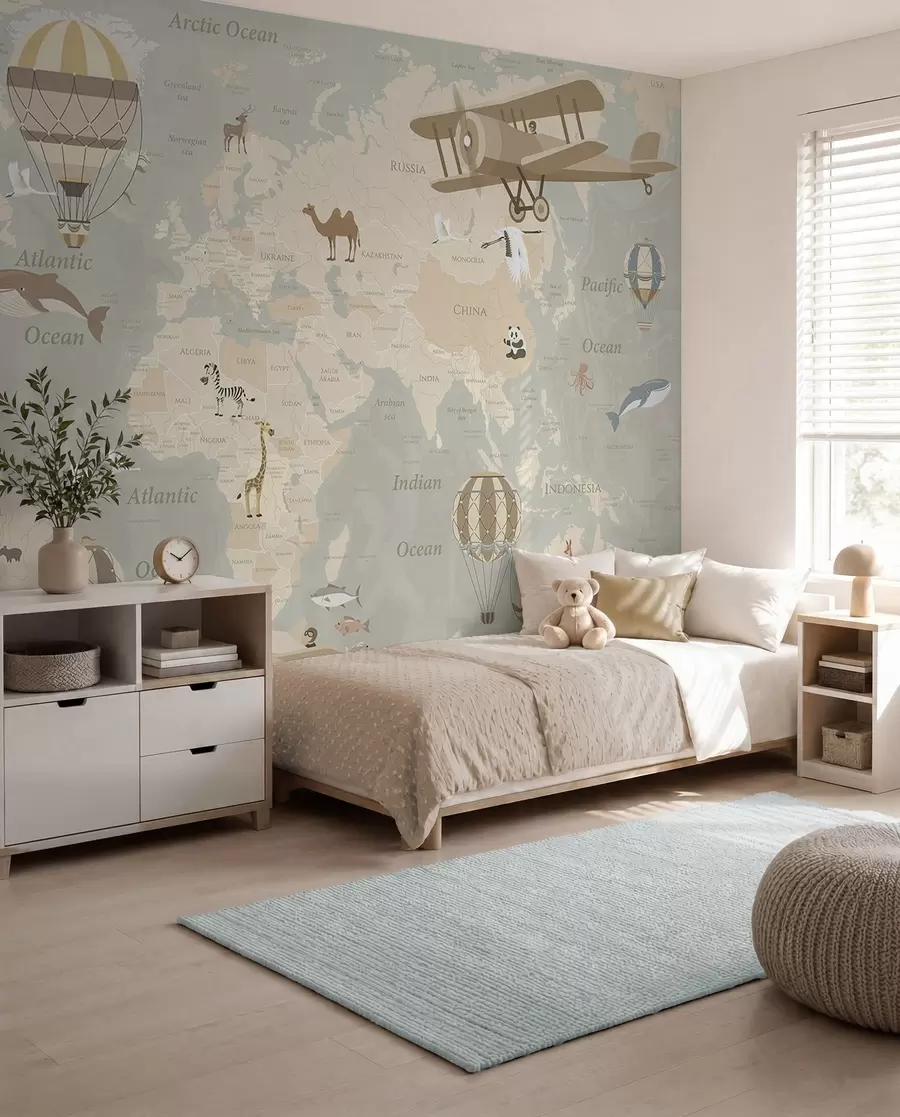 Wall Mural Photo Wallpaper Balloon World Map u36066