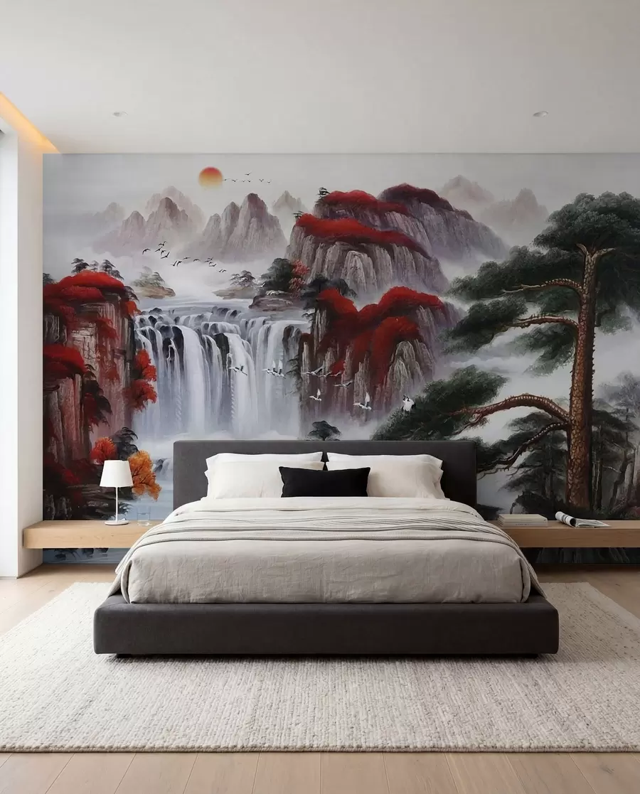 peintures murales Cascade de style japonais u36222