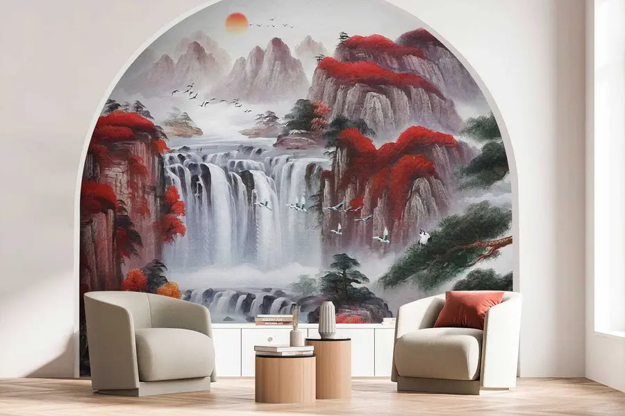 wall murals Japanese style waterfall u36222