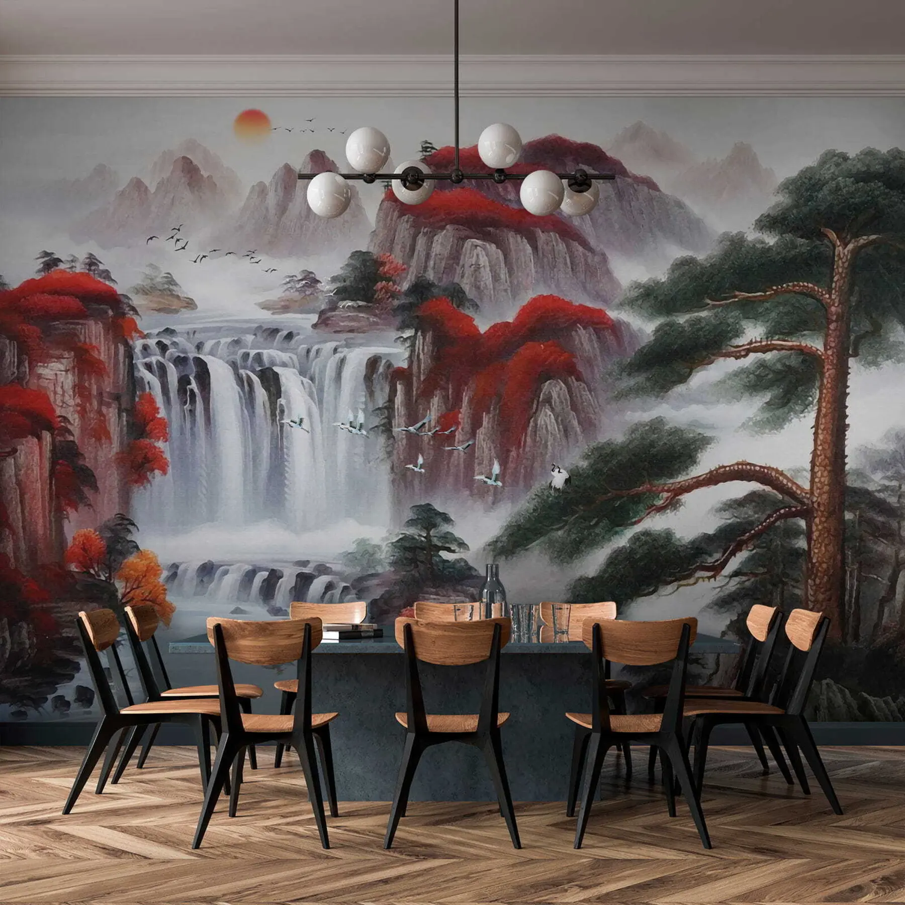 peintures murales Cascade de style japonais u36222