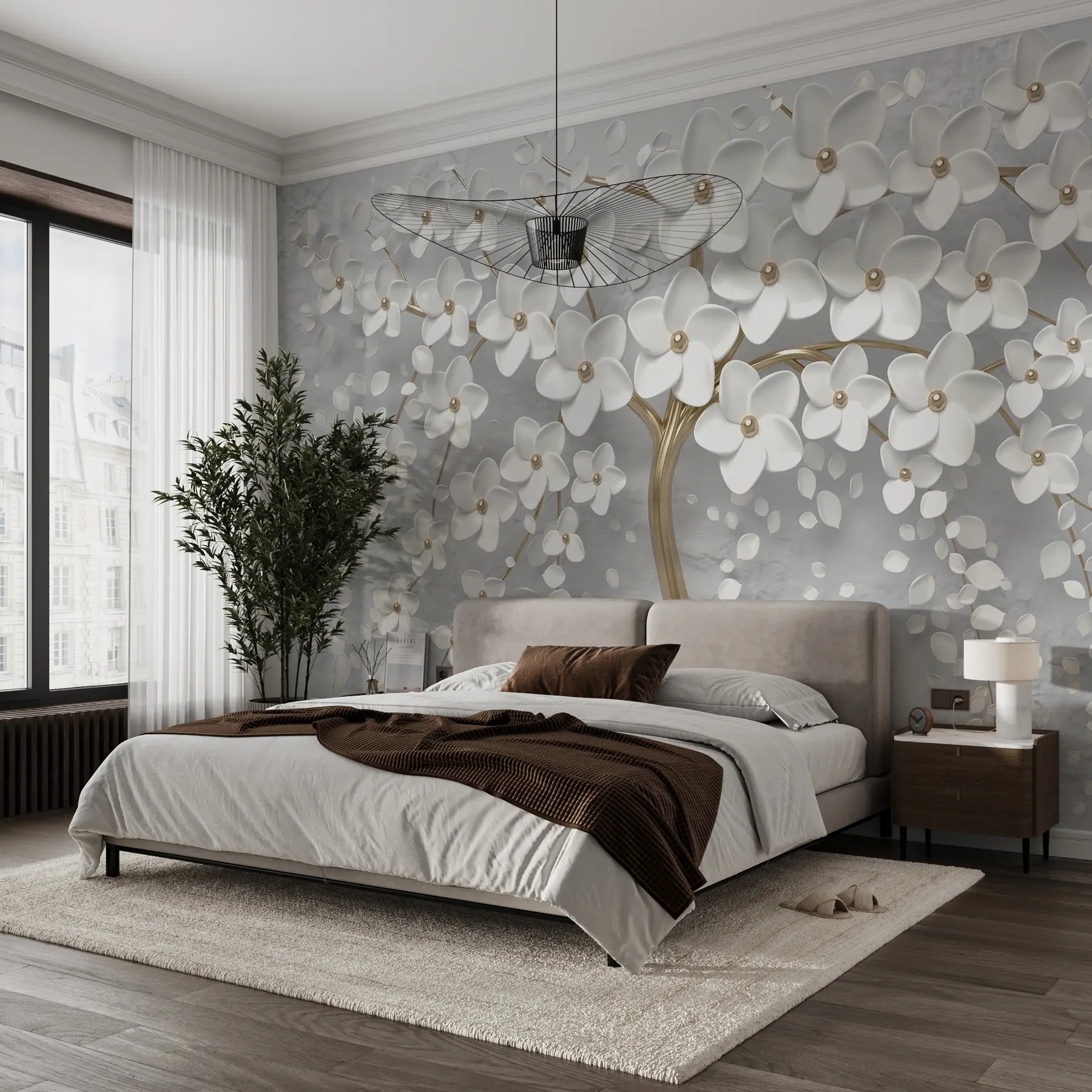 peintures murales Arbre à fleurs avec de grandes fleurs u37065