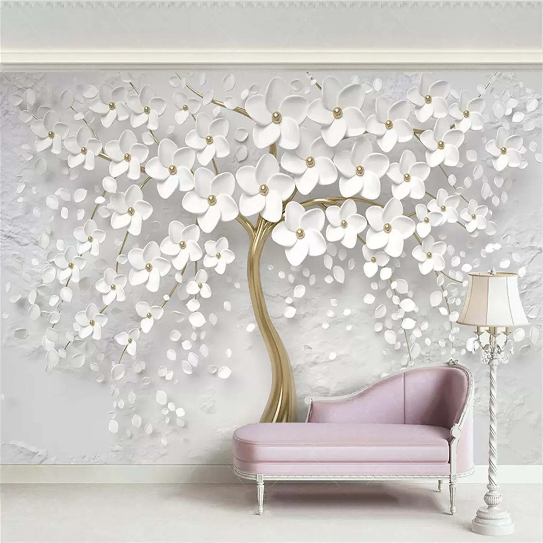 murais de parede Árvore florida com flores grandes u37065