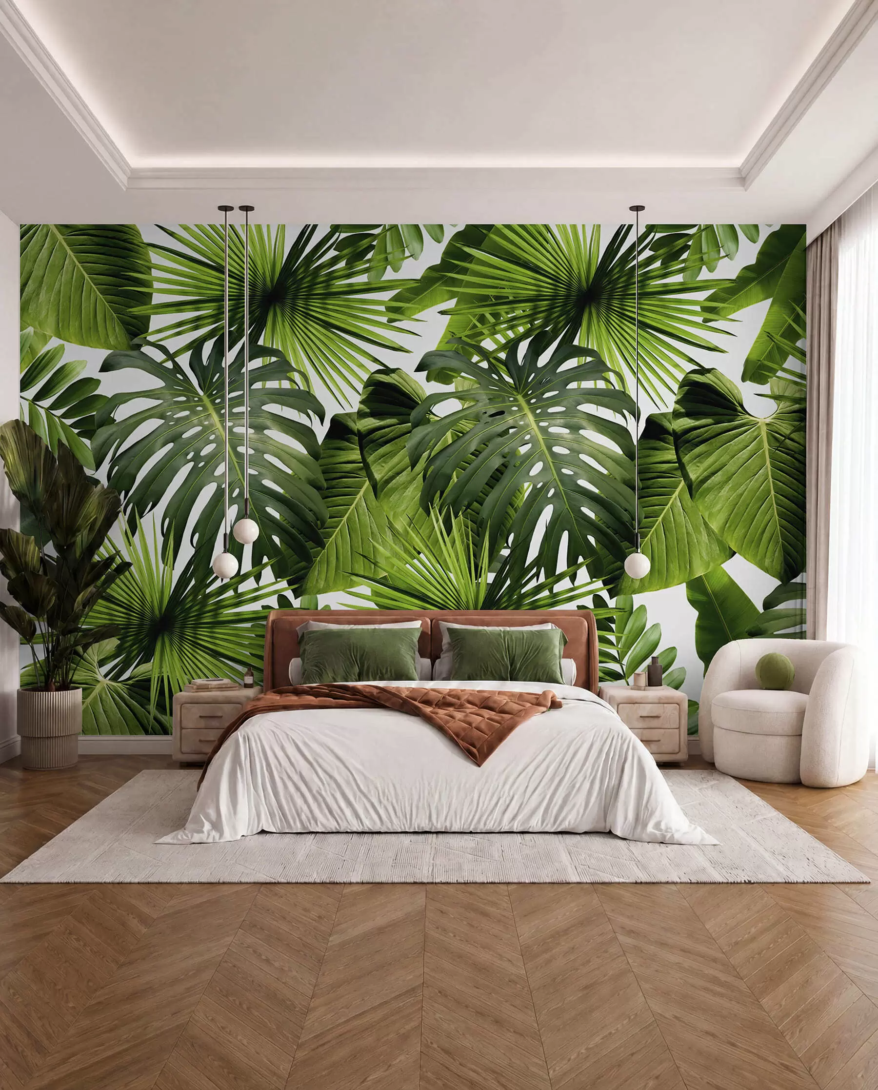 murales Verde tropical a la luz u37767
