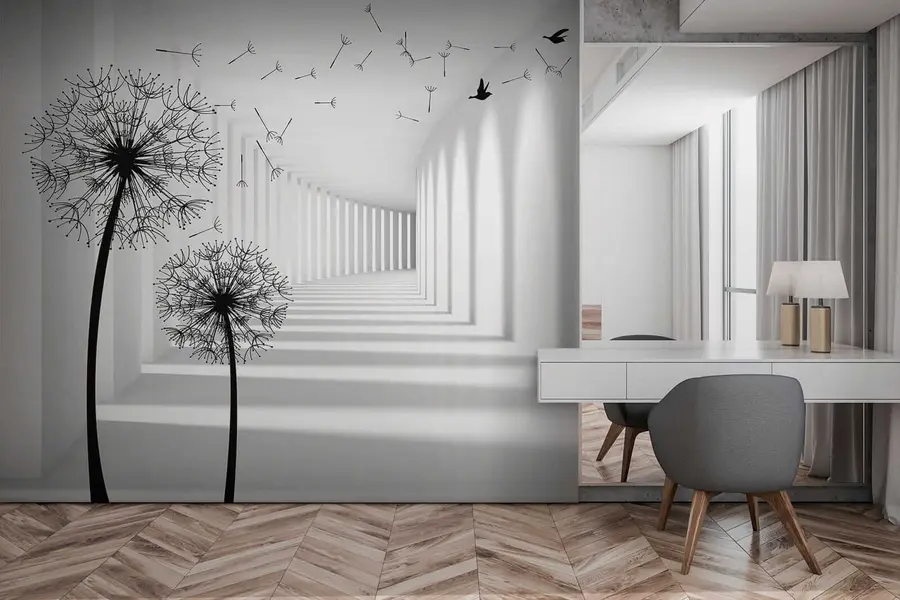 Wall Mural Photo Wallpaper 3d tunnel and dandelions u37803