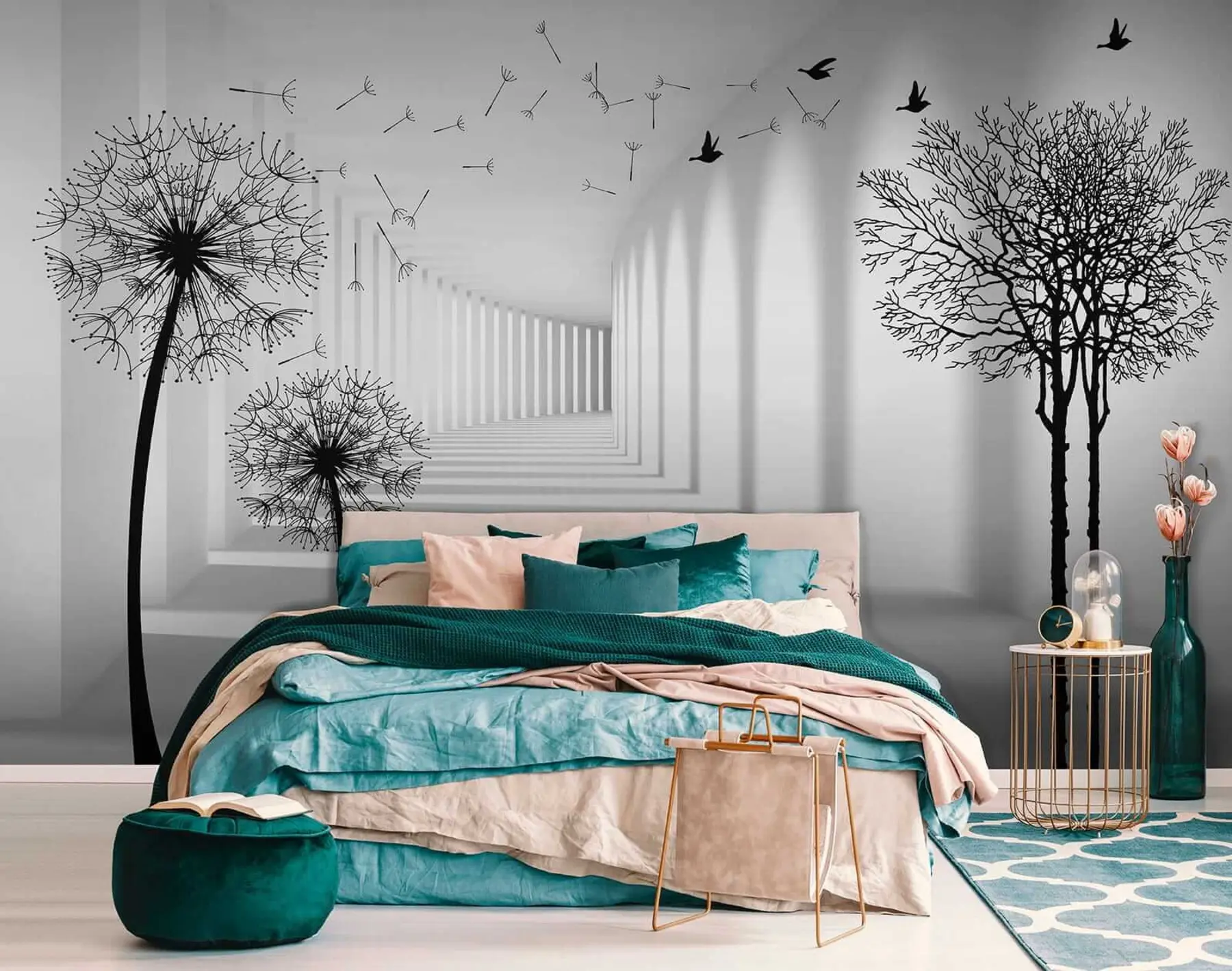Wall Mural Photo Wallpaper 3d tunnel and dandelions u37803