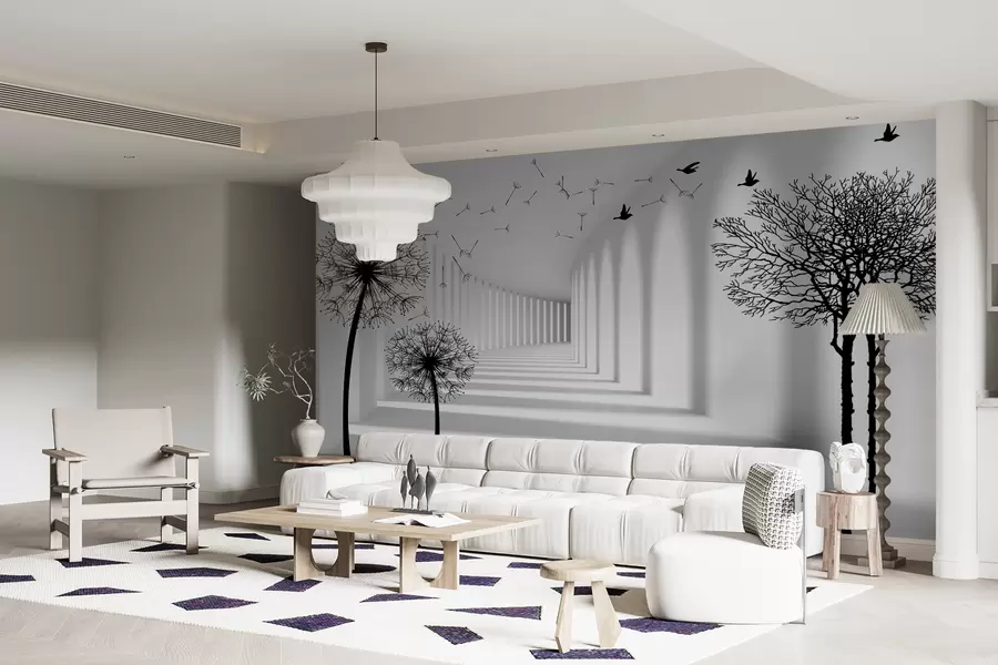 murales Túnel 3d y dientes de león u37803