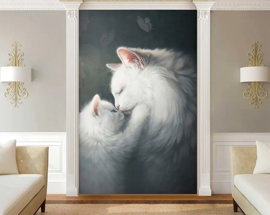 Wall Mural Photo Wallpaper Mother cat and her kitten u38551