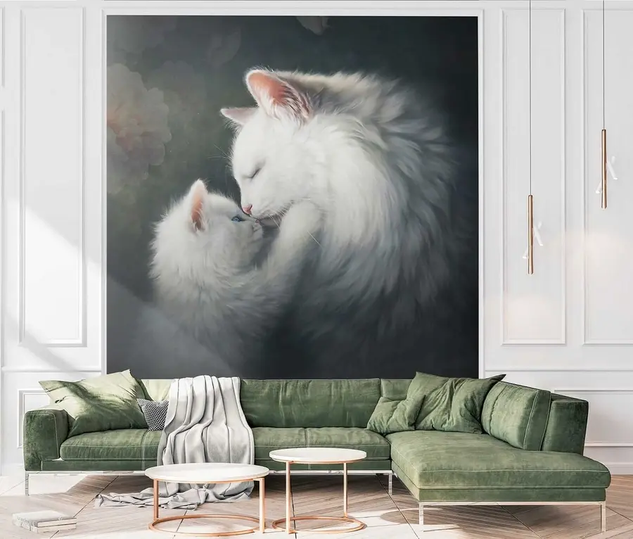 Wall Mural Photo Wallpaper Mother cat and her kitten u38551