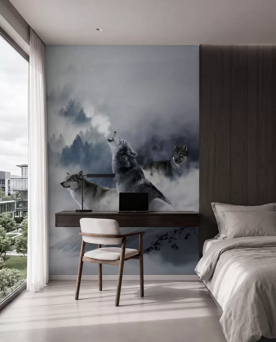 wall murals Wolves in the forest u42161