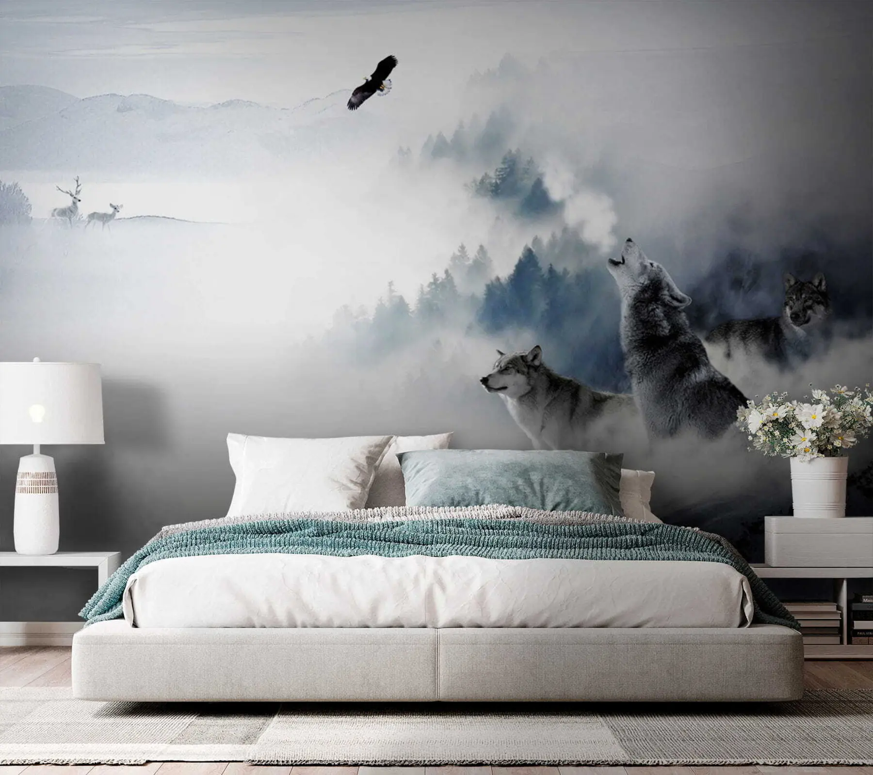 wall murals Wolves in the forest u42161