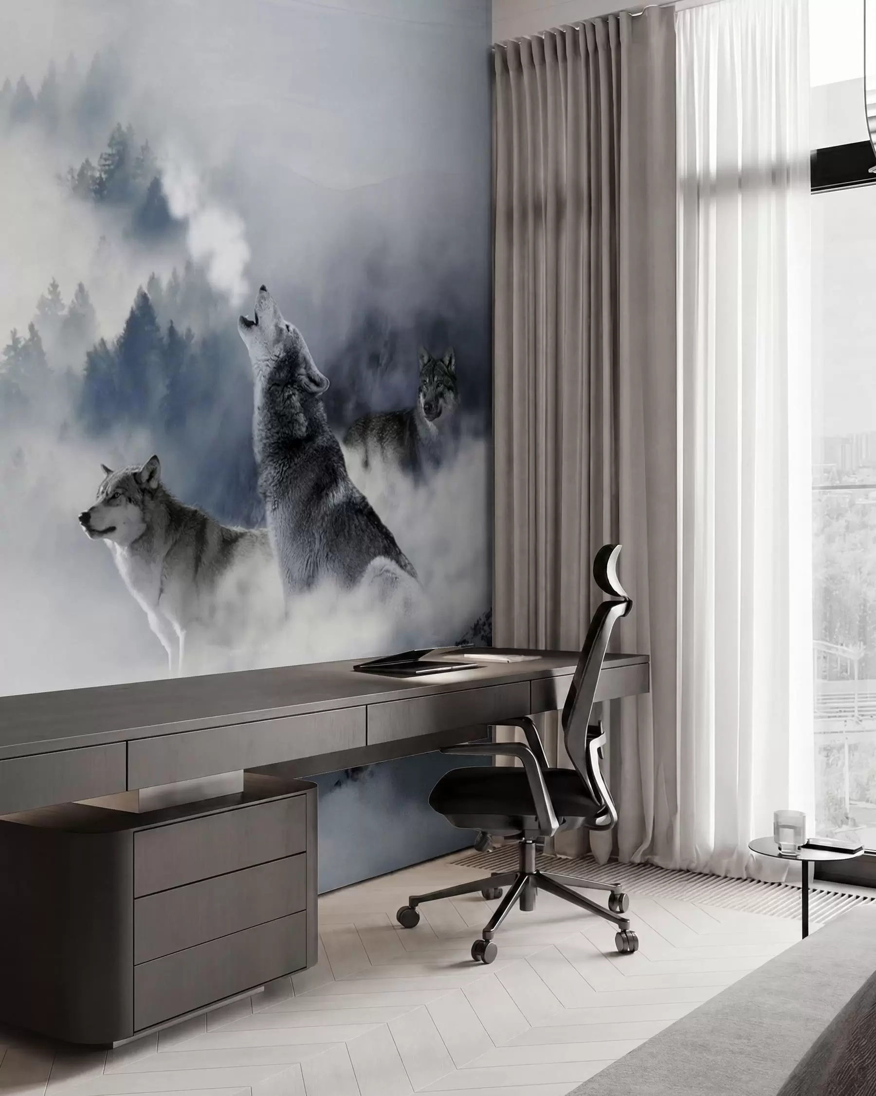 wall murals Wolves in the forest u42161