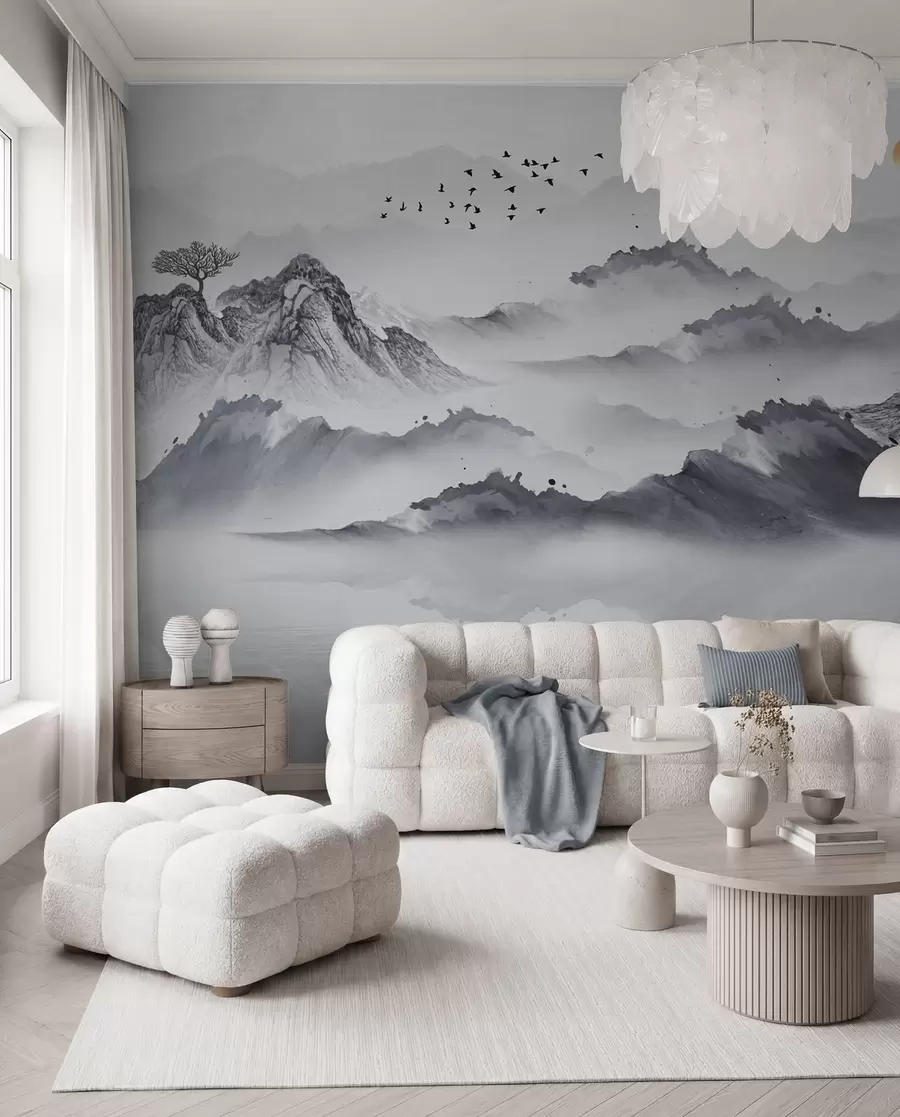 peintures murales Montagnes dans le style japonais. Dessin à l'encre u44010
