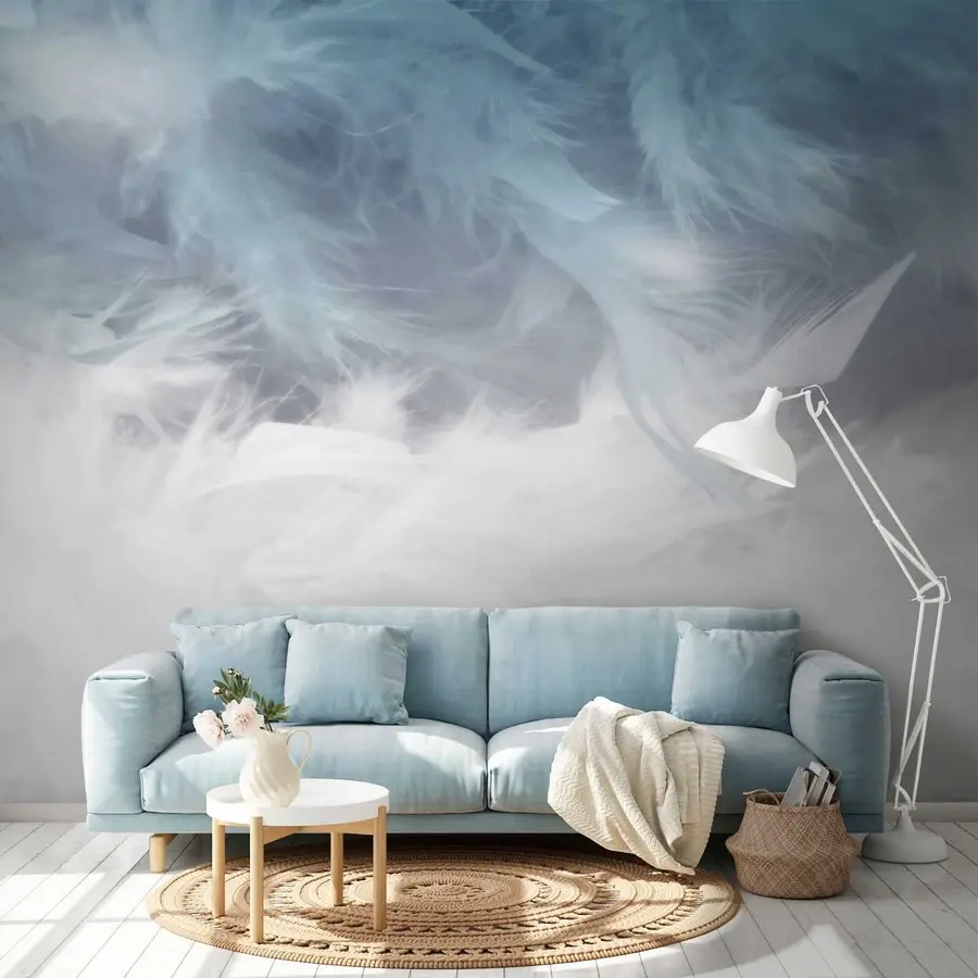 Wall Mural Photo Wallpaper Blue feathers u47764