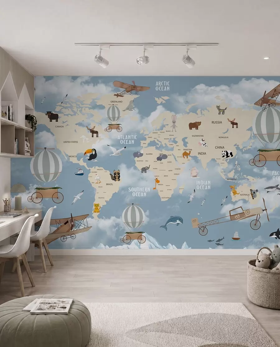 wall murals Ecoregion, world and cloud u48123