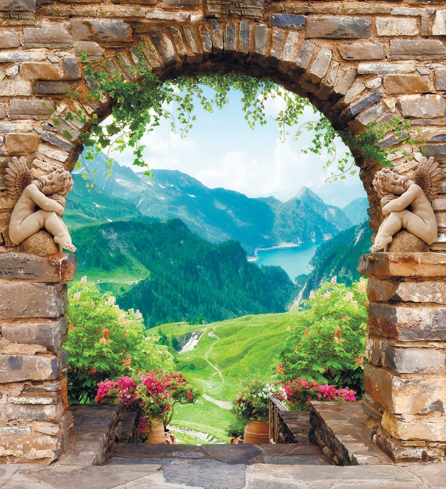 Wall Murals Nature Arch with a view of the mountains Nr. u52506