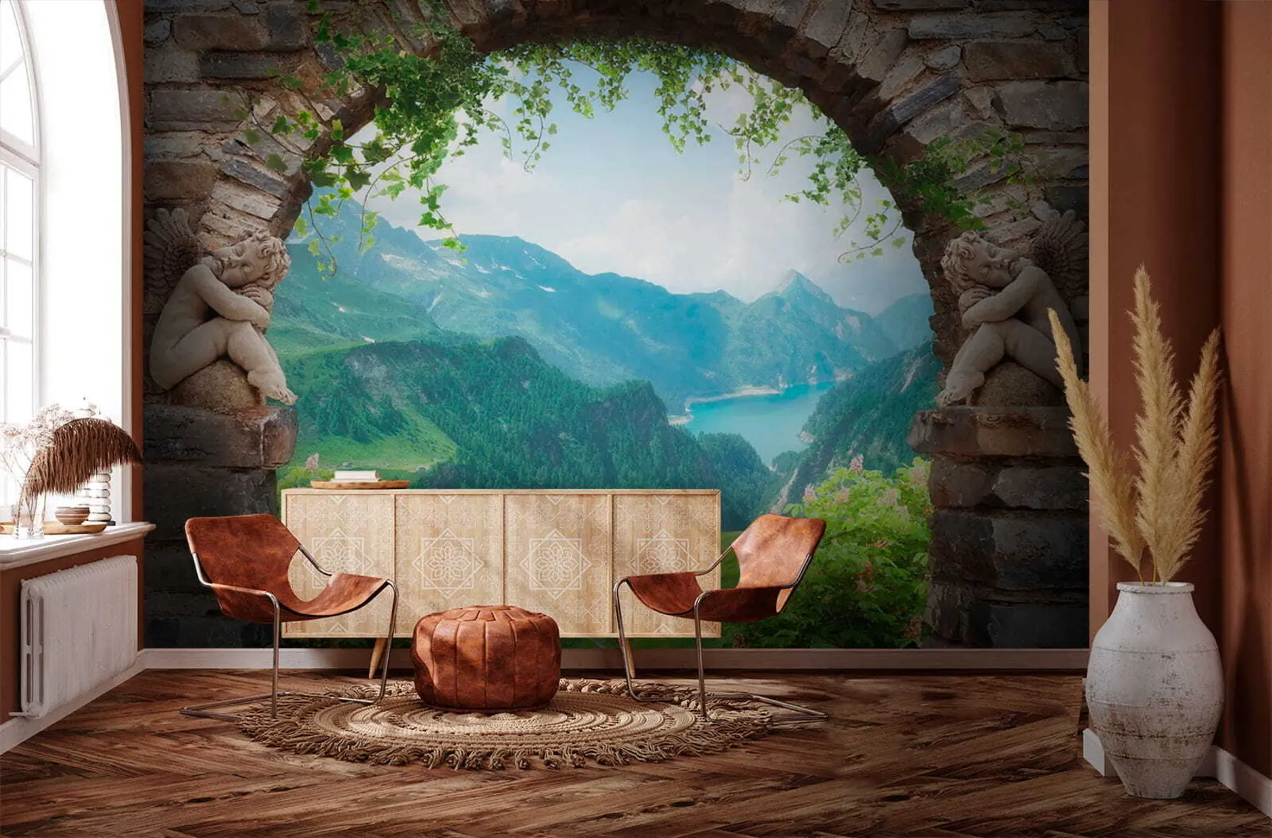 peintures murales Arche avec vue sur les montagnes u52506