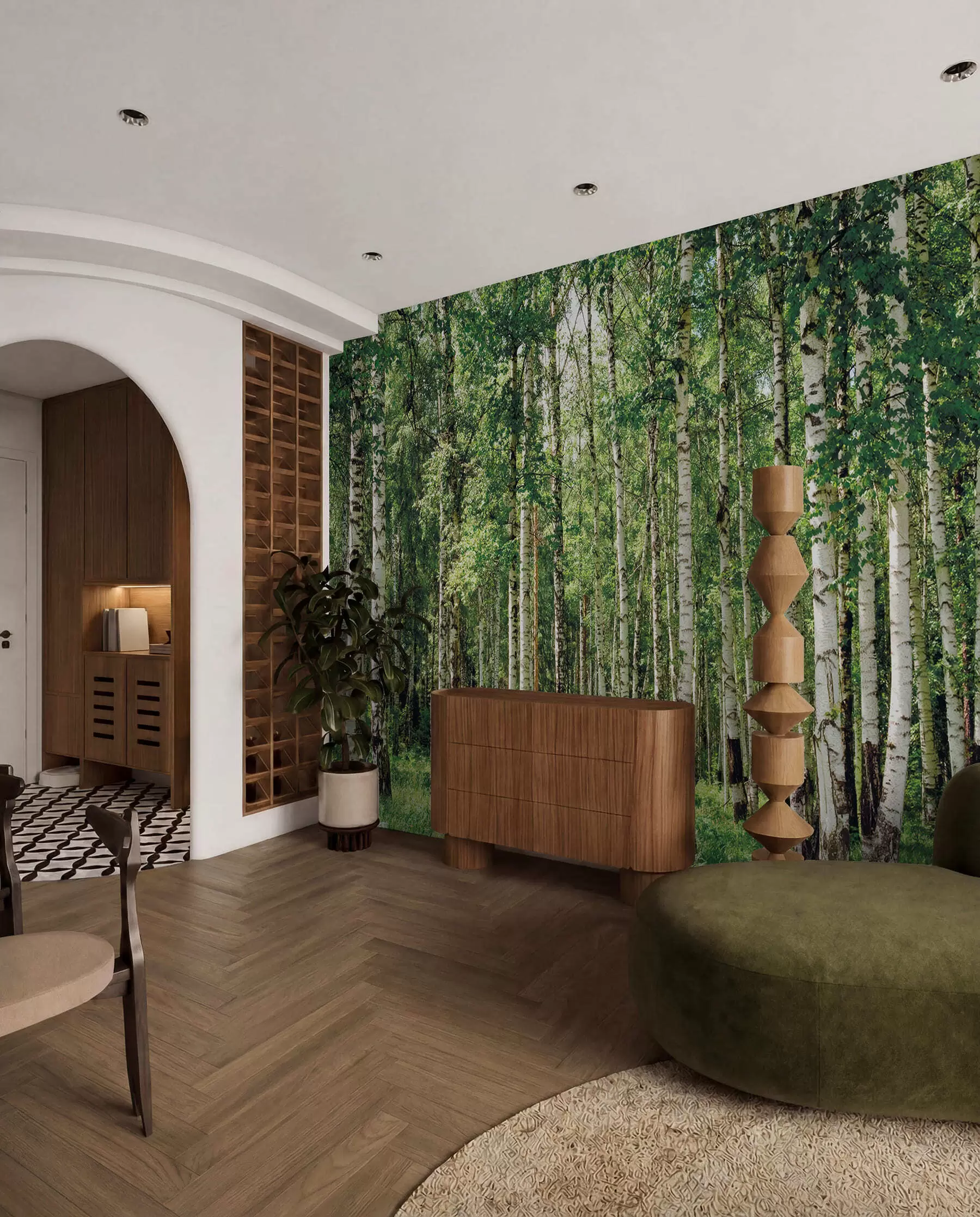 Wall Mural Photo Wallpaper Inside the Summer Birch Wood u52530