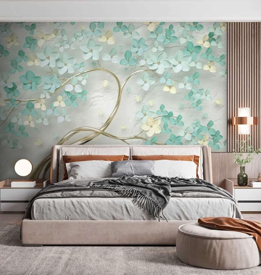 Wall Mural Photo Wallpaper Tree with blue flowers u52550
