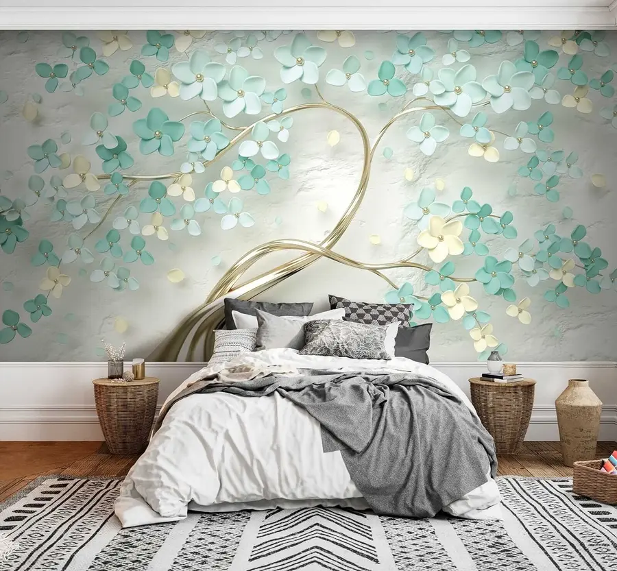 Wall Mural Photo Wallpaper Tree with blue flowers u52550