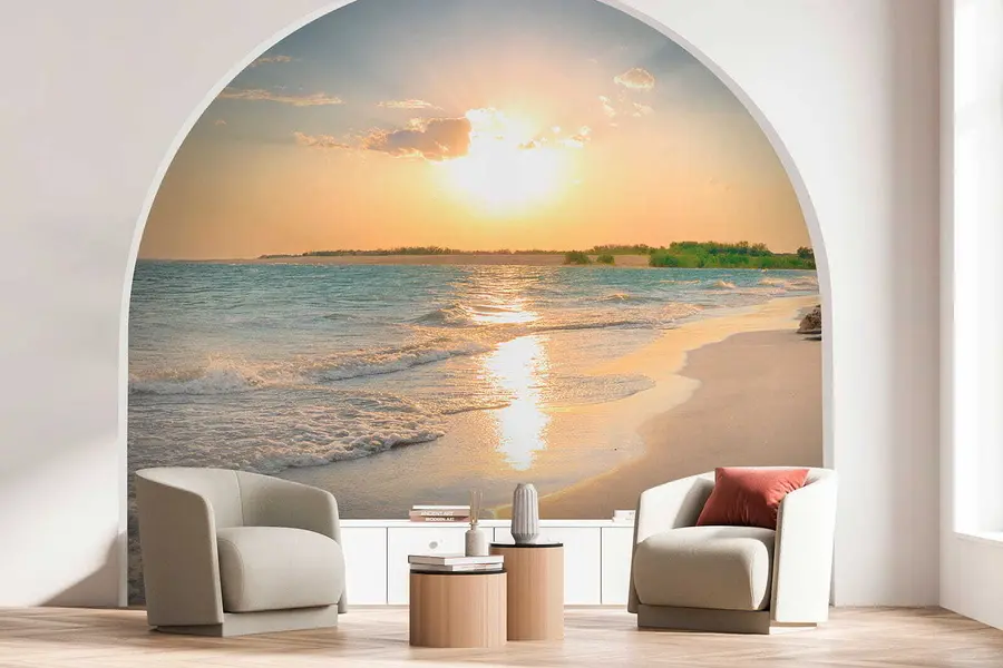 wall murals Sunset on the sea coast u53408
