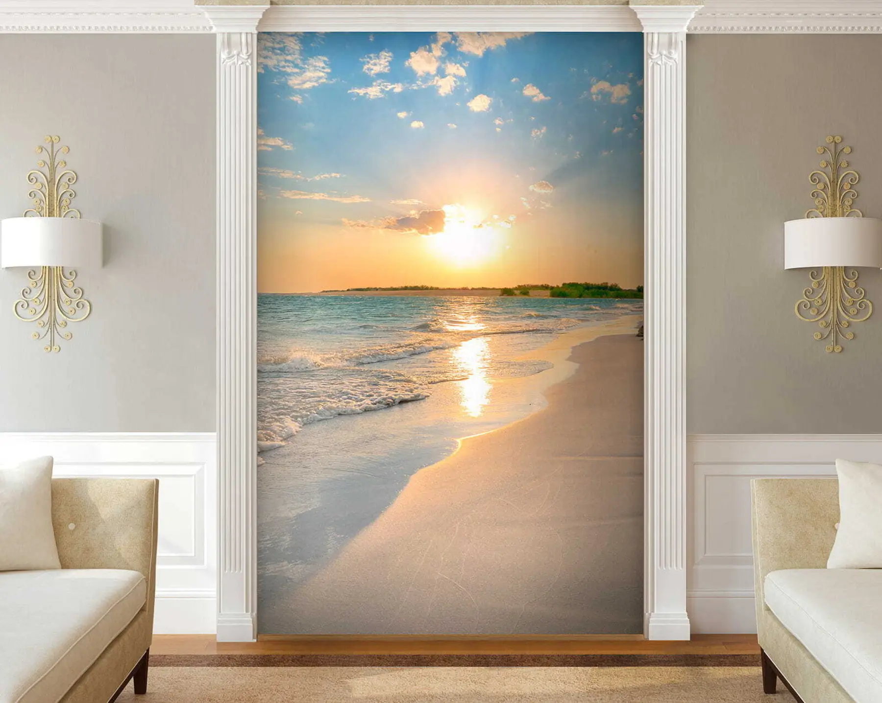 Wall Mural Photo Wallpaper Sunset on the sea coast u53408
