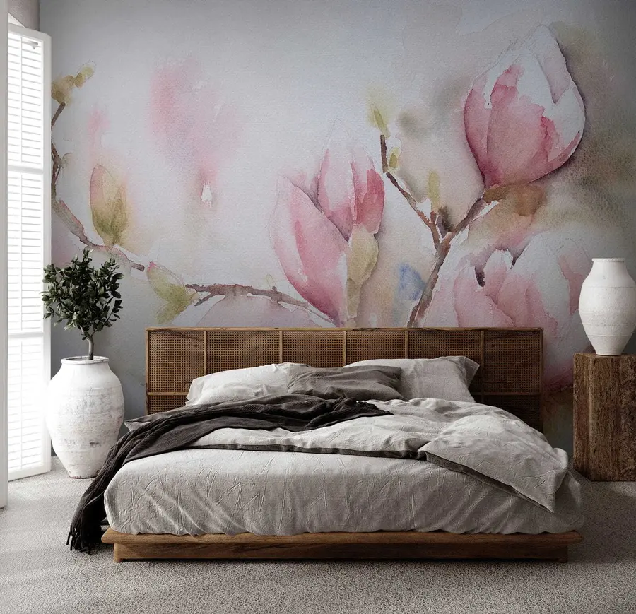 murales Magnolias en flor, acuarela u53757