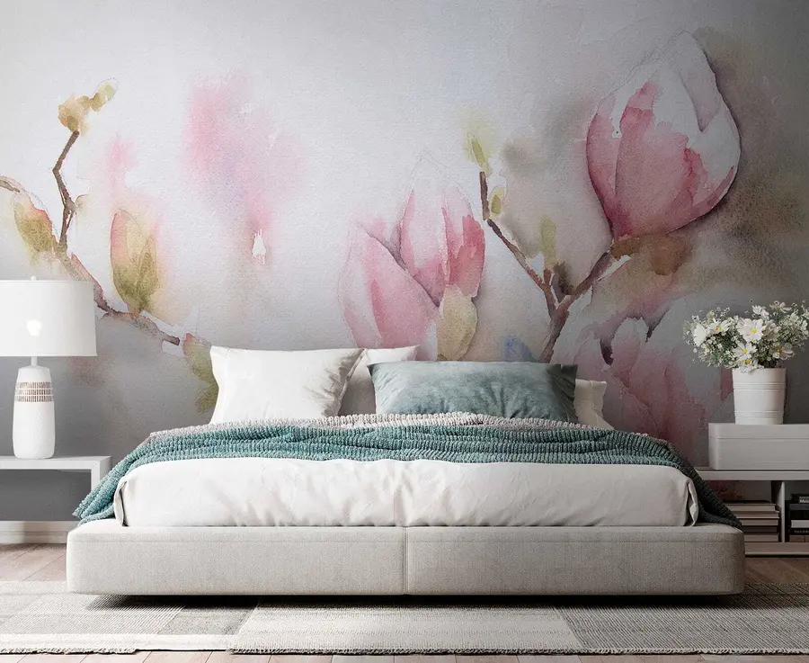 murais de parede Magnólias florescem, pintura em aquarela u53757