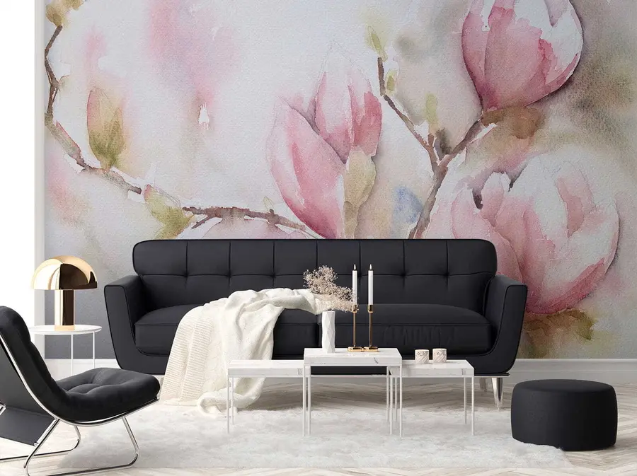wall murals Magnolias bloom, watercolor painting u53757