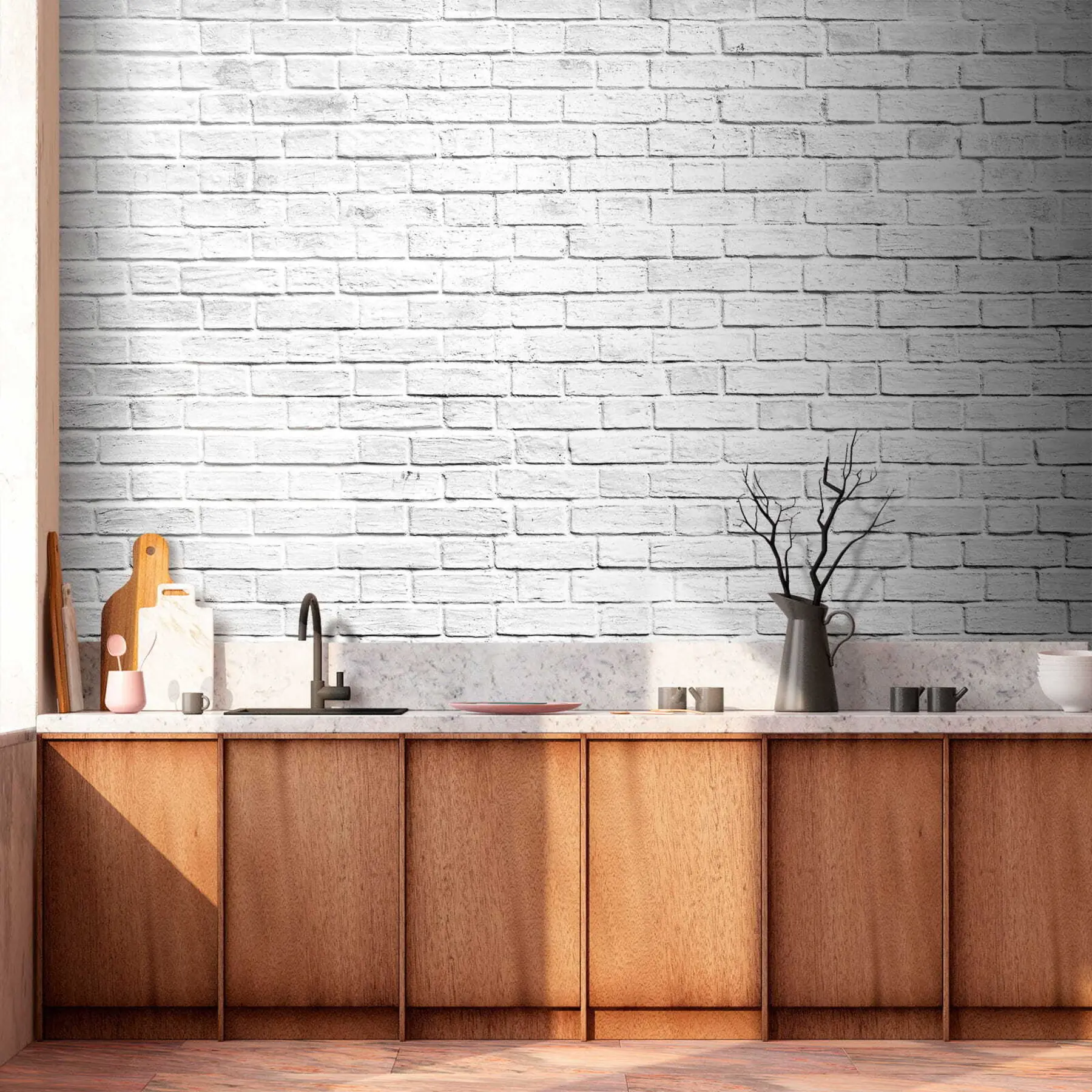 wall murals White brick wall u54004