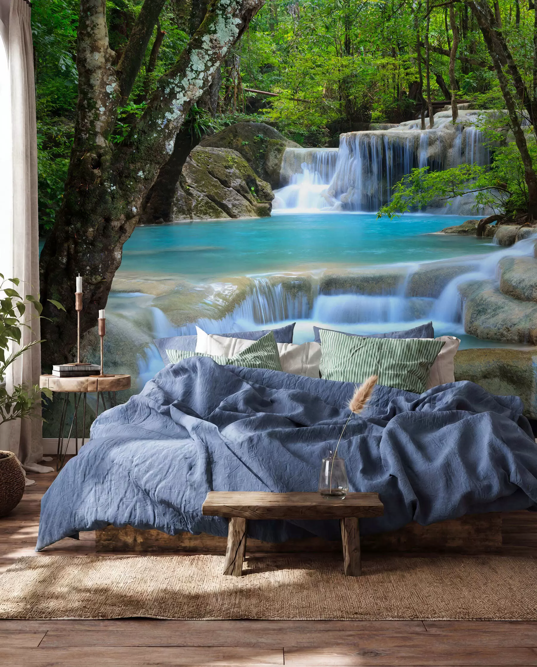 wall murals Waterfall rapids in the forest u54260