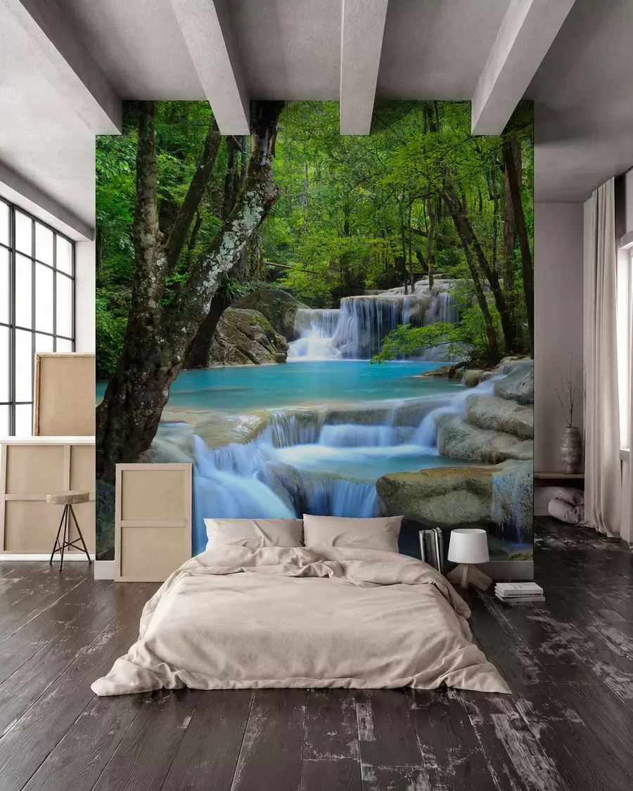 peintures murales Cascade de rapides dans la forêt u54260