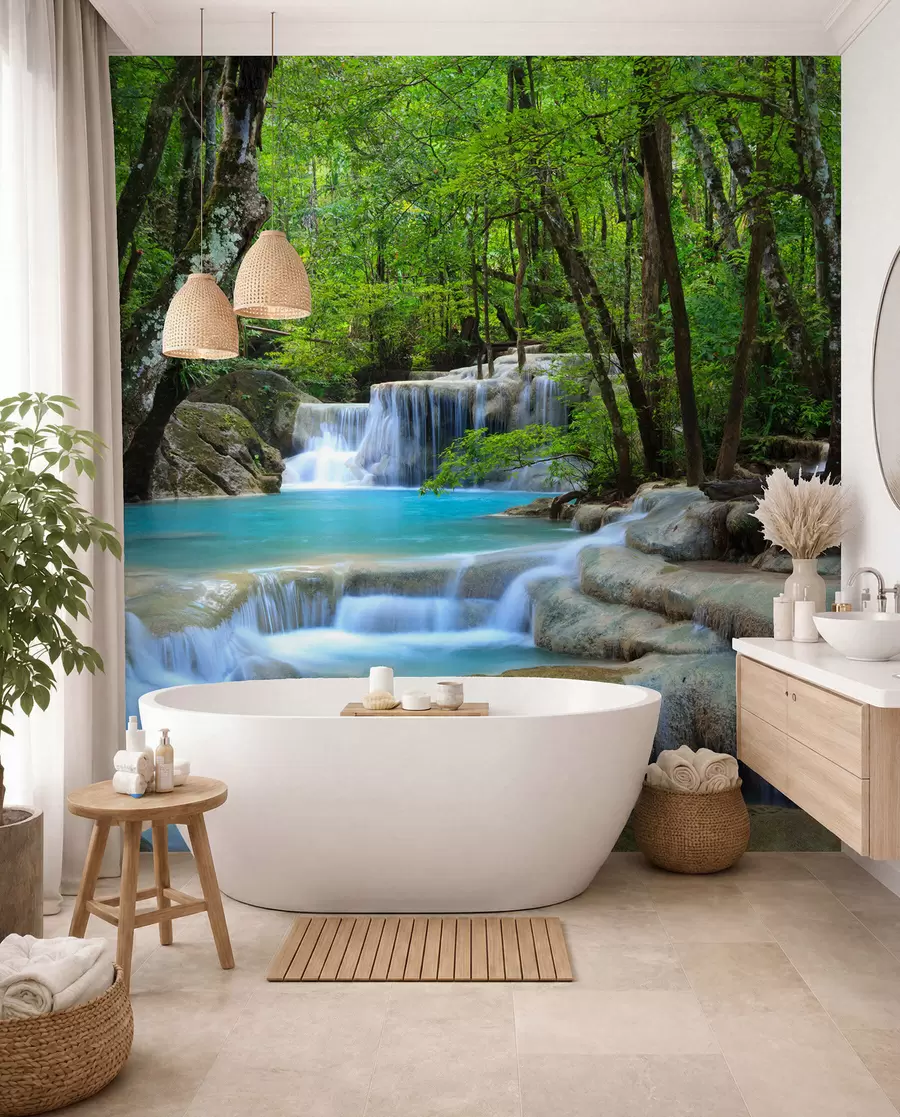 wall murals Waterfall rapids in the forest u54260