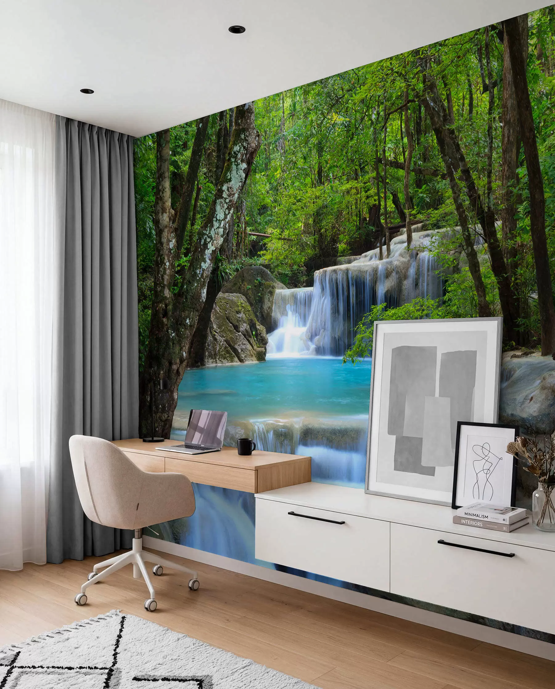 wall murals Waterfall rapids in the forest u54260