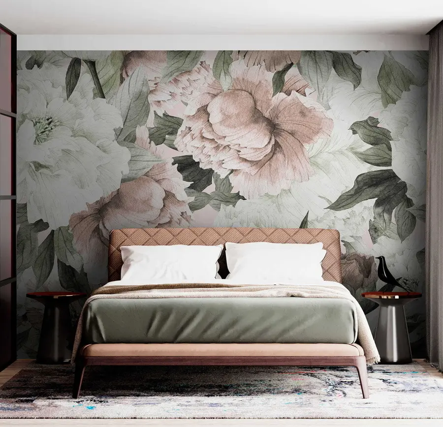 murales Peonías dibujadas u55910