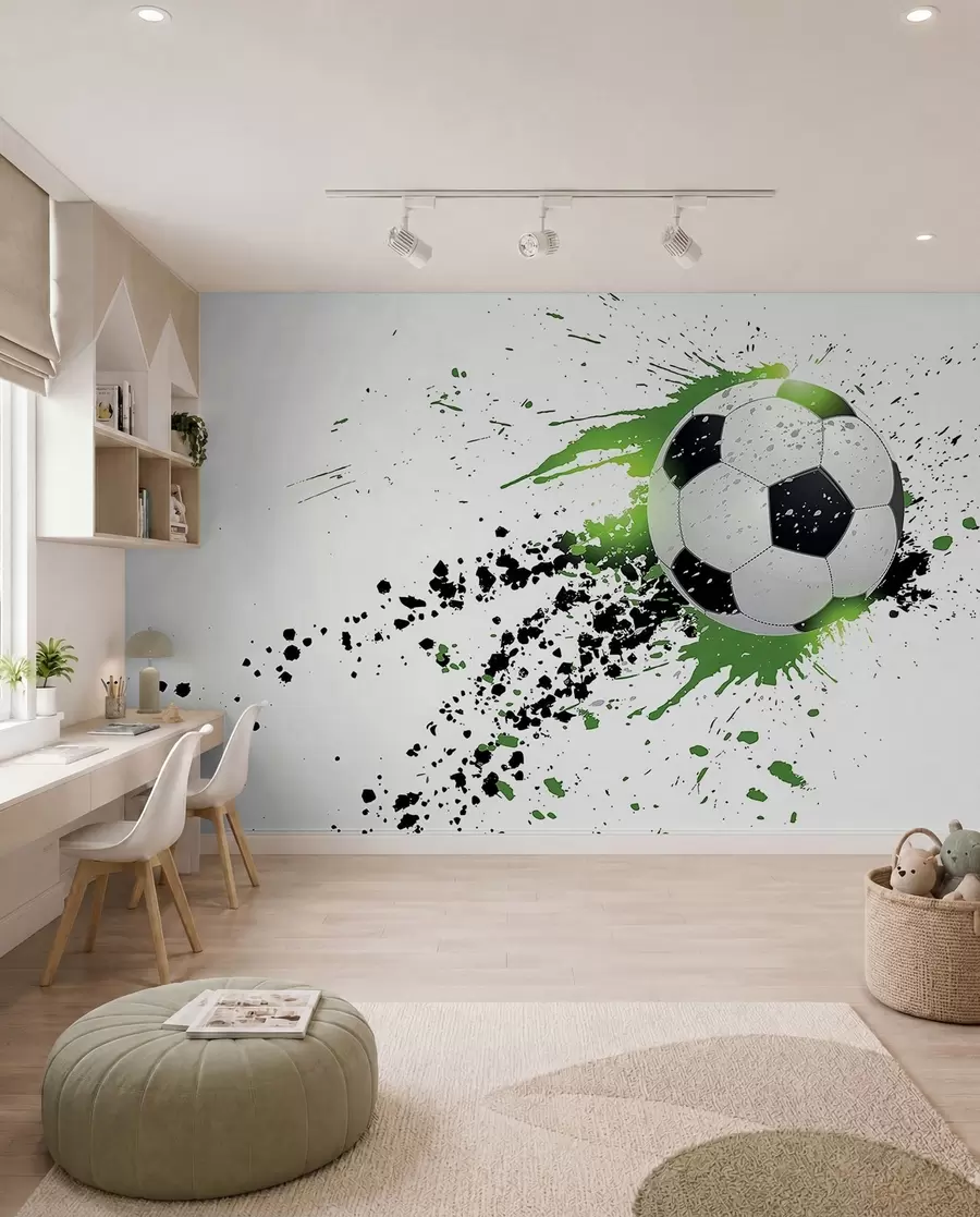 Wall Mural Photo Wallpaper Soccer in Green Streaks u57431