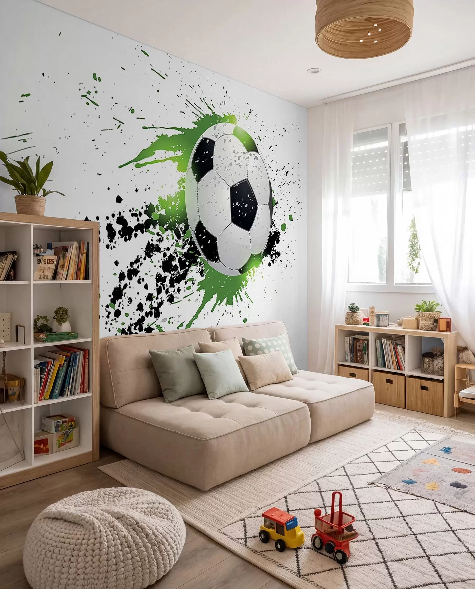 peintures murales Football en éclats verts u57431
