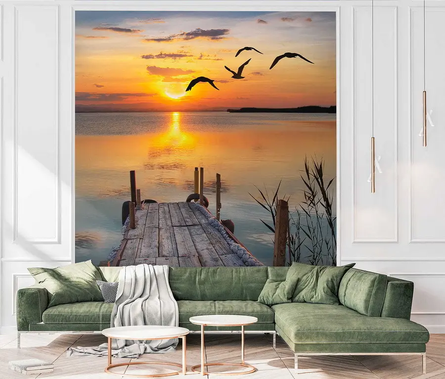 Wall Mural Photo Wallpaper Seagulls and pier u57673