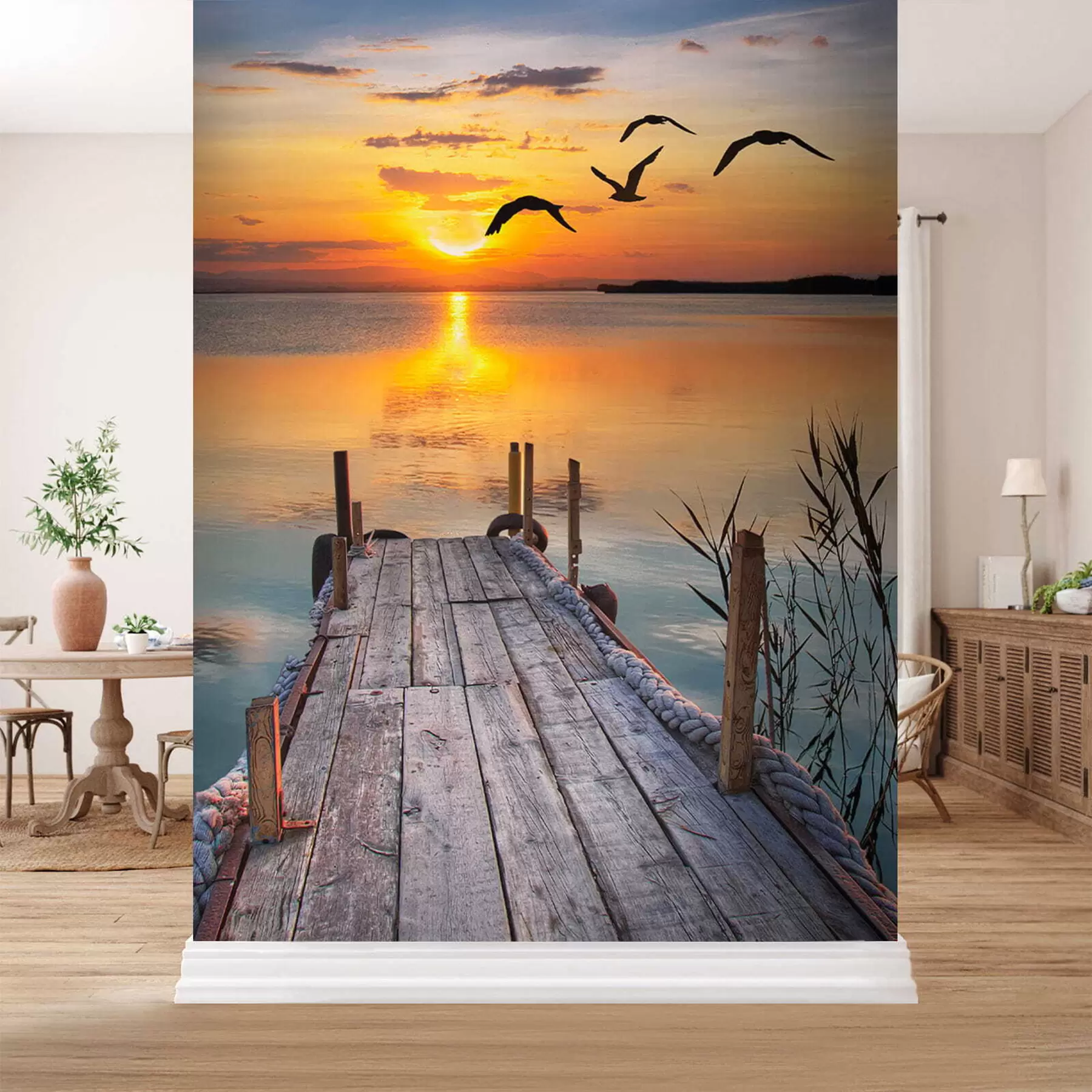 Wall Mural Photo Wallpaper Seagulls and pier u57673