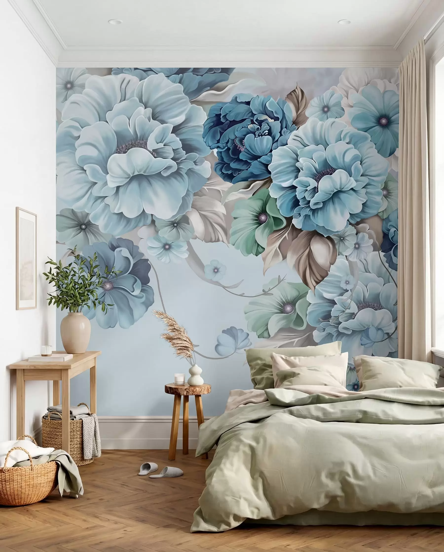 Wall Mural Photo Wallpaper Blue Floral Bouquet u59900