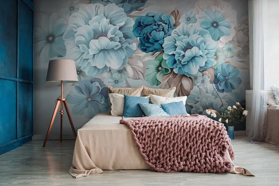 murales Delicadas flores azules u59900