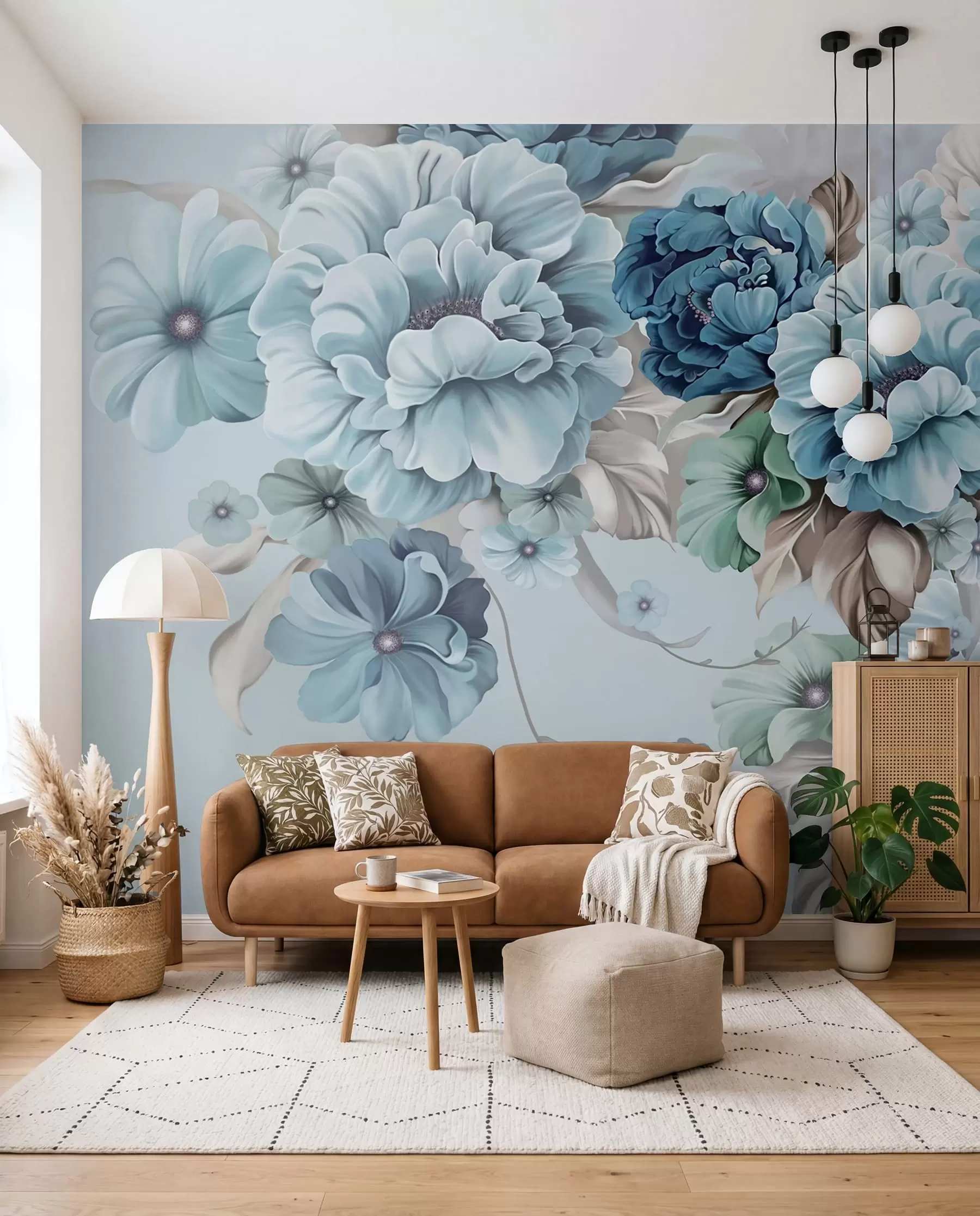 peintures murales Bouquet de fleurs bleues u59900