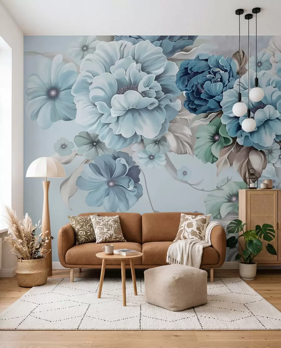 Wall Mural Photo Wallpaper Delicate blue flowers u59900