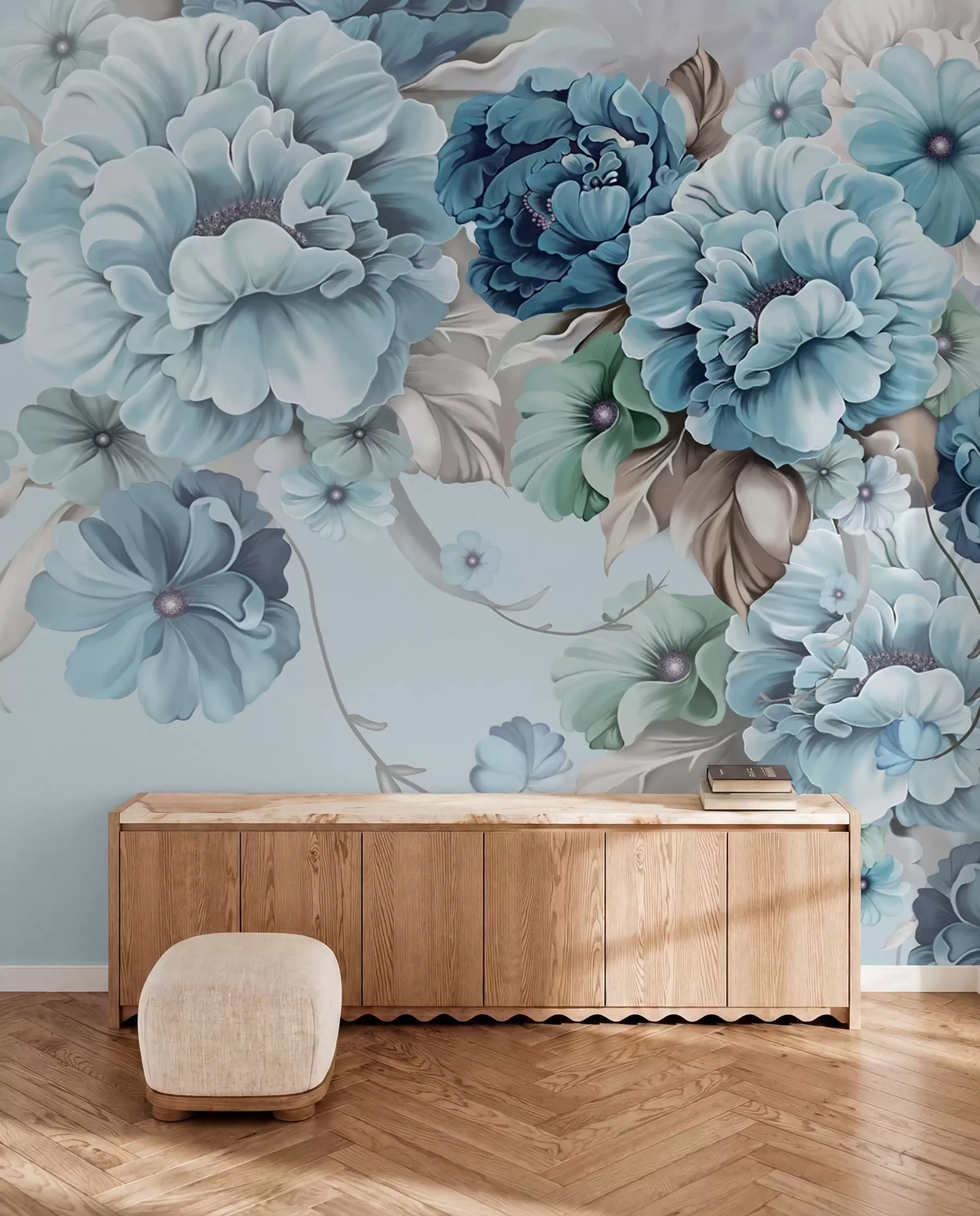 peintures murales Bouquet de fleurs bleues u59900