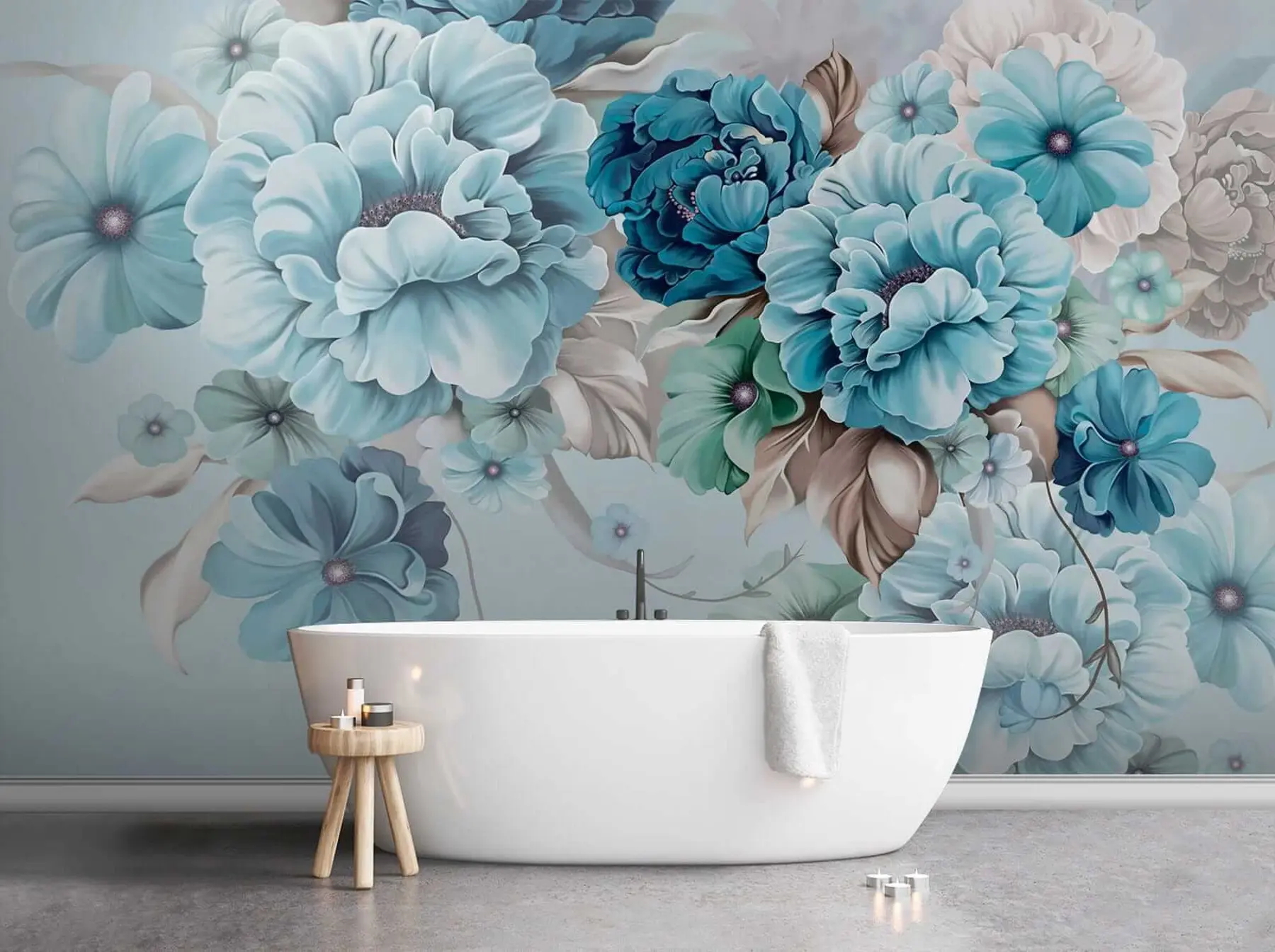 peintures murales Fleurs bleues délicates u59900