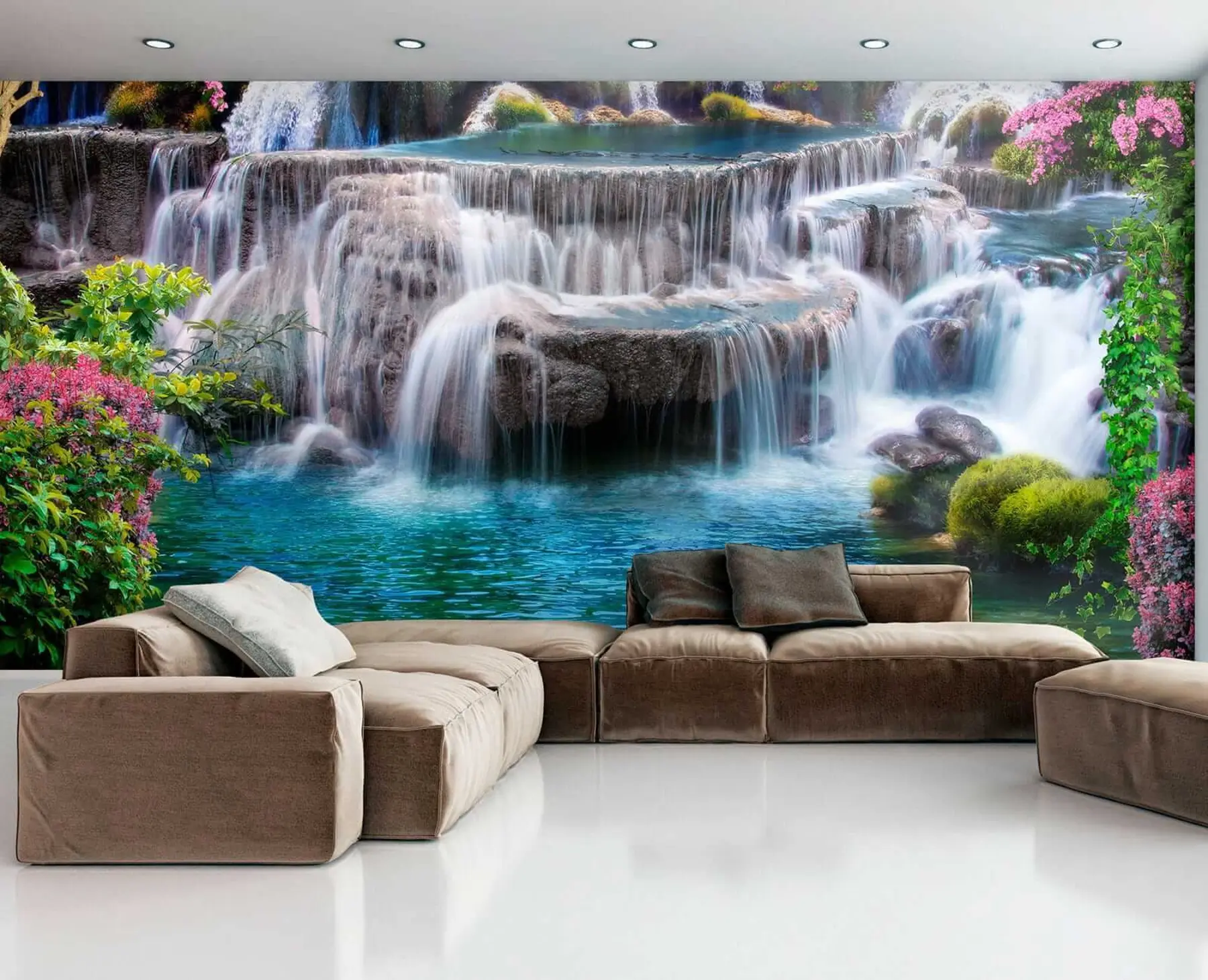 murales Cascada y árboles en flor u60065